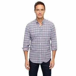 J. Crew Broken-In Organic Cotton Garment-Dyed Oxford Button Down Plaid Shirt M